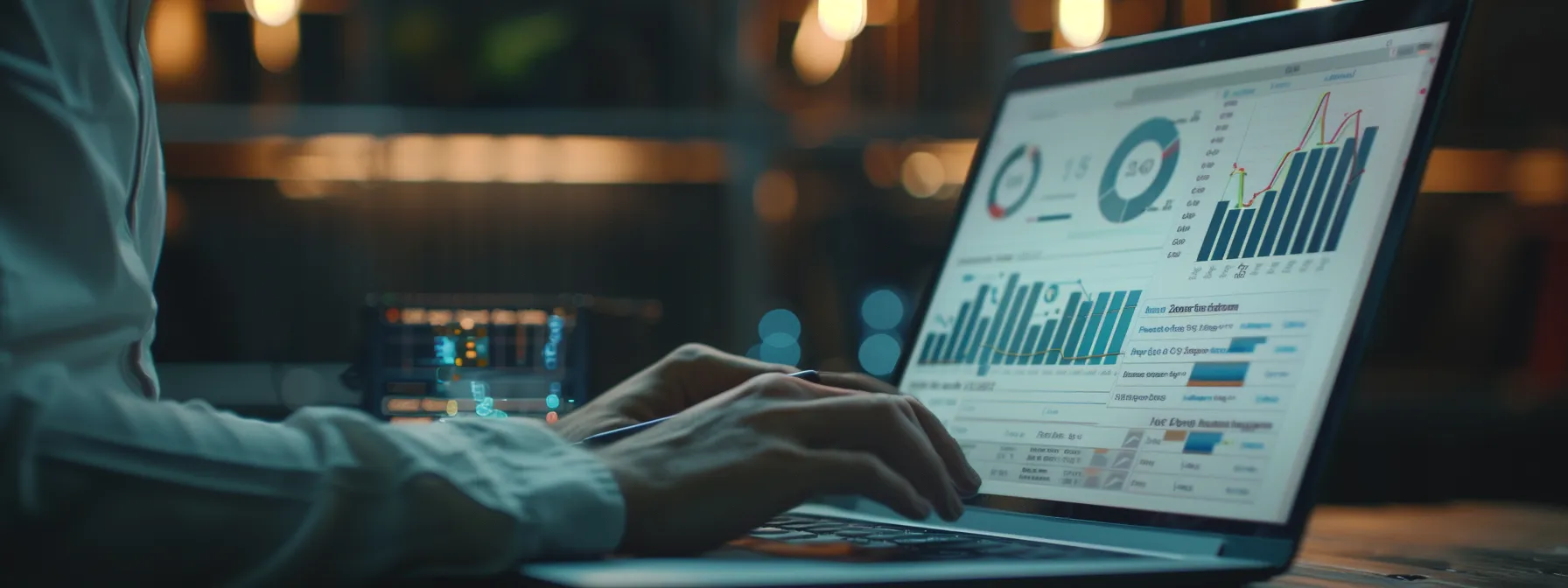 a person analyzing data on a laptop, comparing email marketing capabilities of gohighlevel and activecampaign.