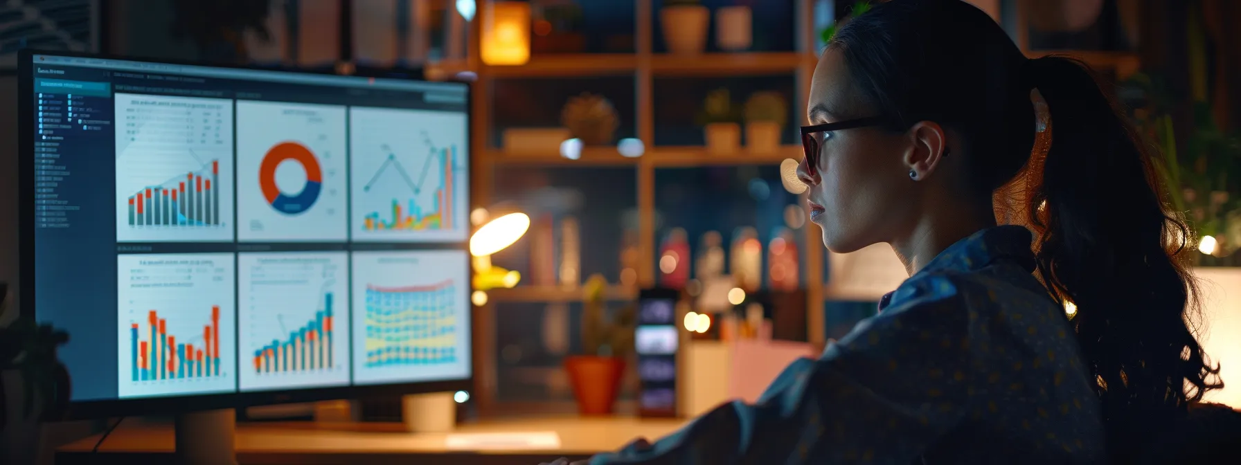 a person analyzing high-level crm features on a computer screen.