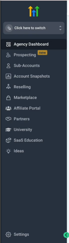 HighLevel sidebar