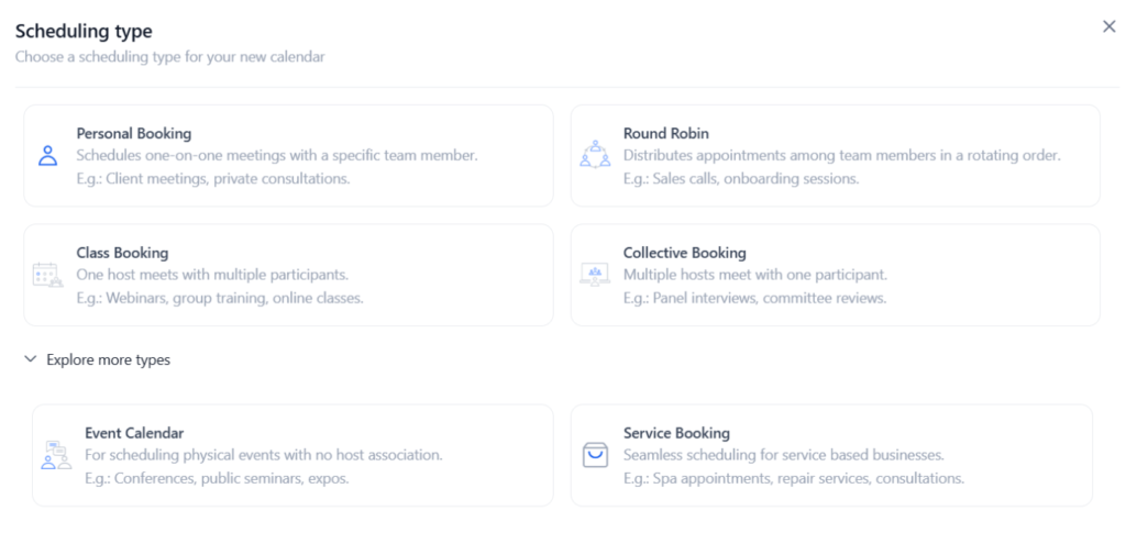 Screenshot from HighLevel Calendar Scheduling Options