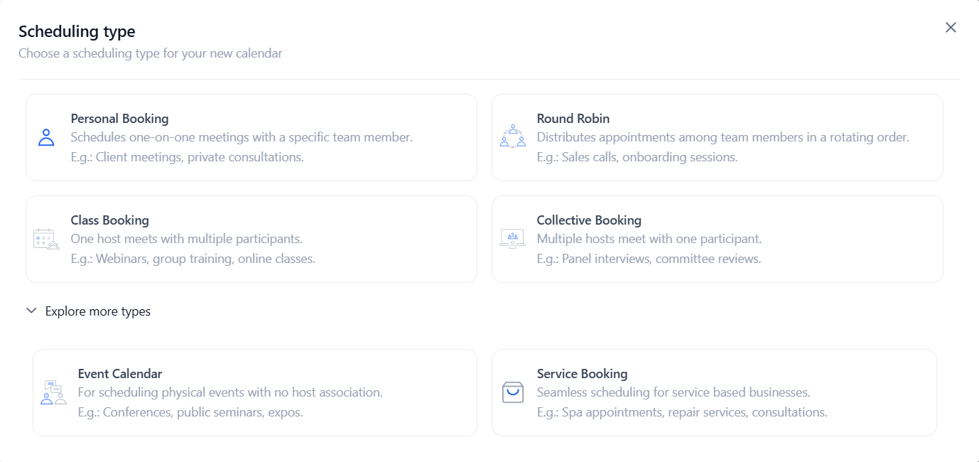 Screenshot from HighLevel Calendar Scheduling Options
