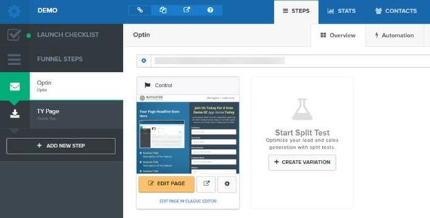 Screenshoot from ClickFunnels Funnel Builder