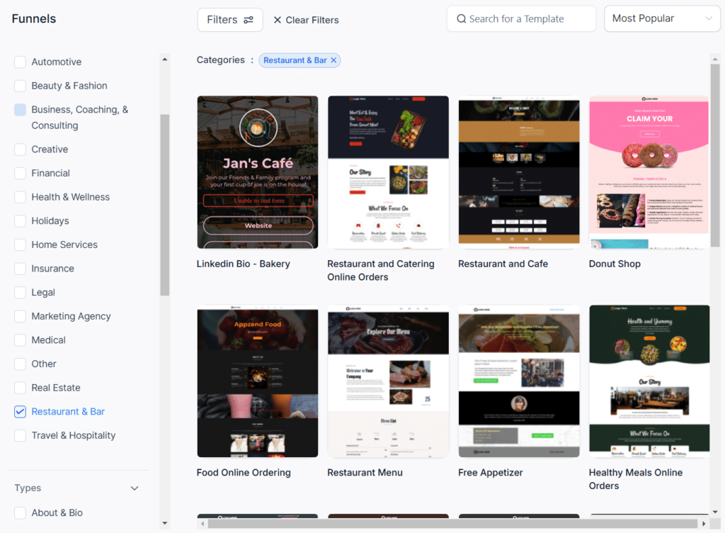Screenshot HighLevel Website Templates