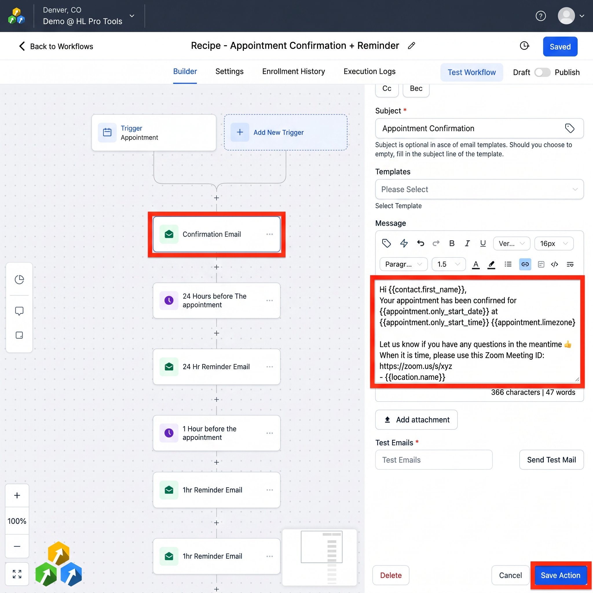 HighLevel Calendar Settings page showing the New Calendar button