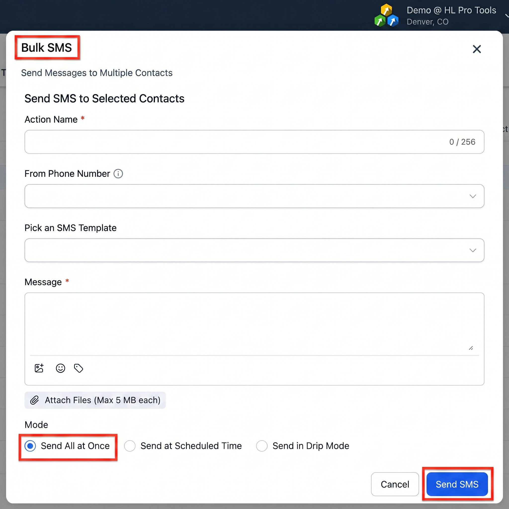Twilio integration settings in HighLevel