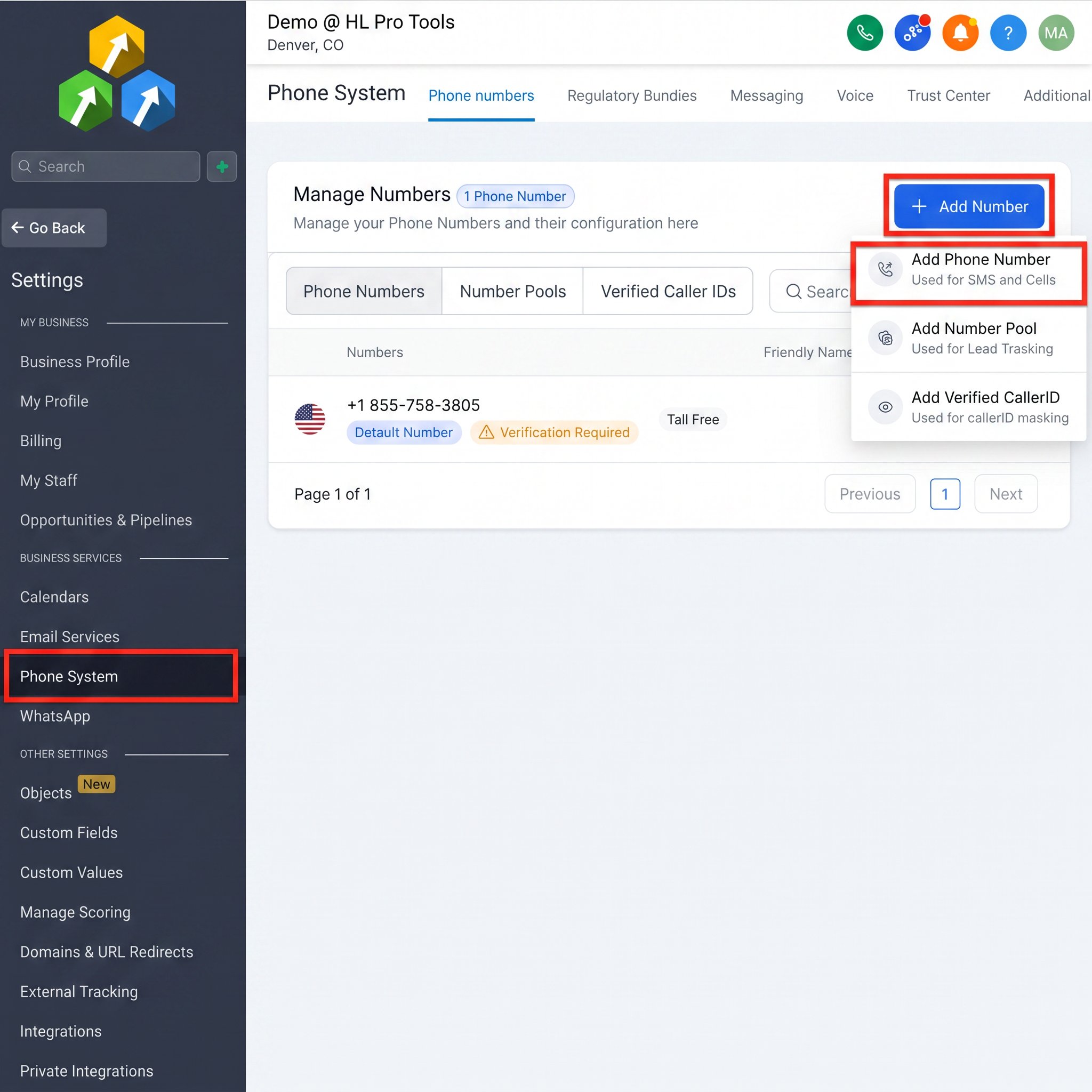 Assigning a phone number to a user in HighLevel