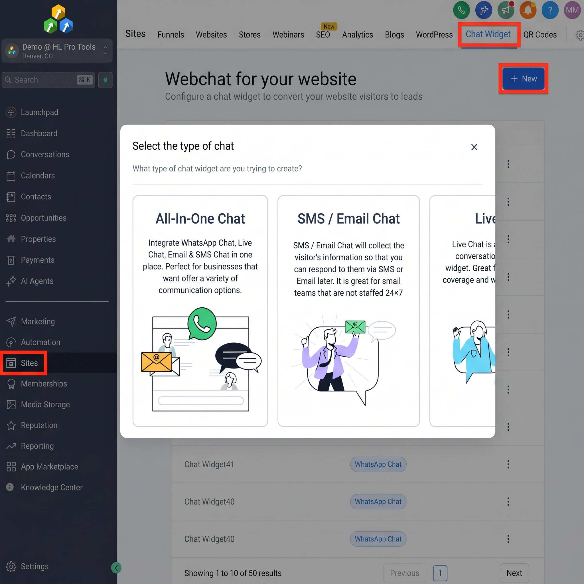GoHighLevel Integrations Page