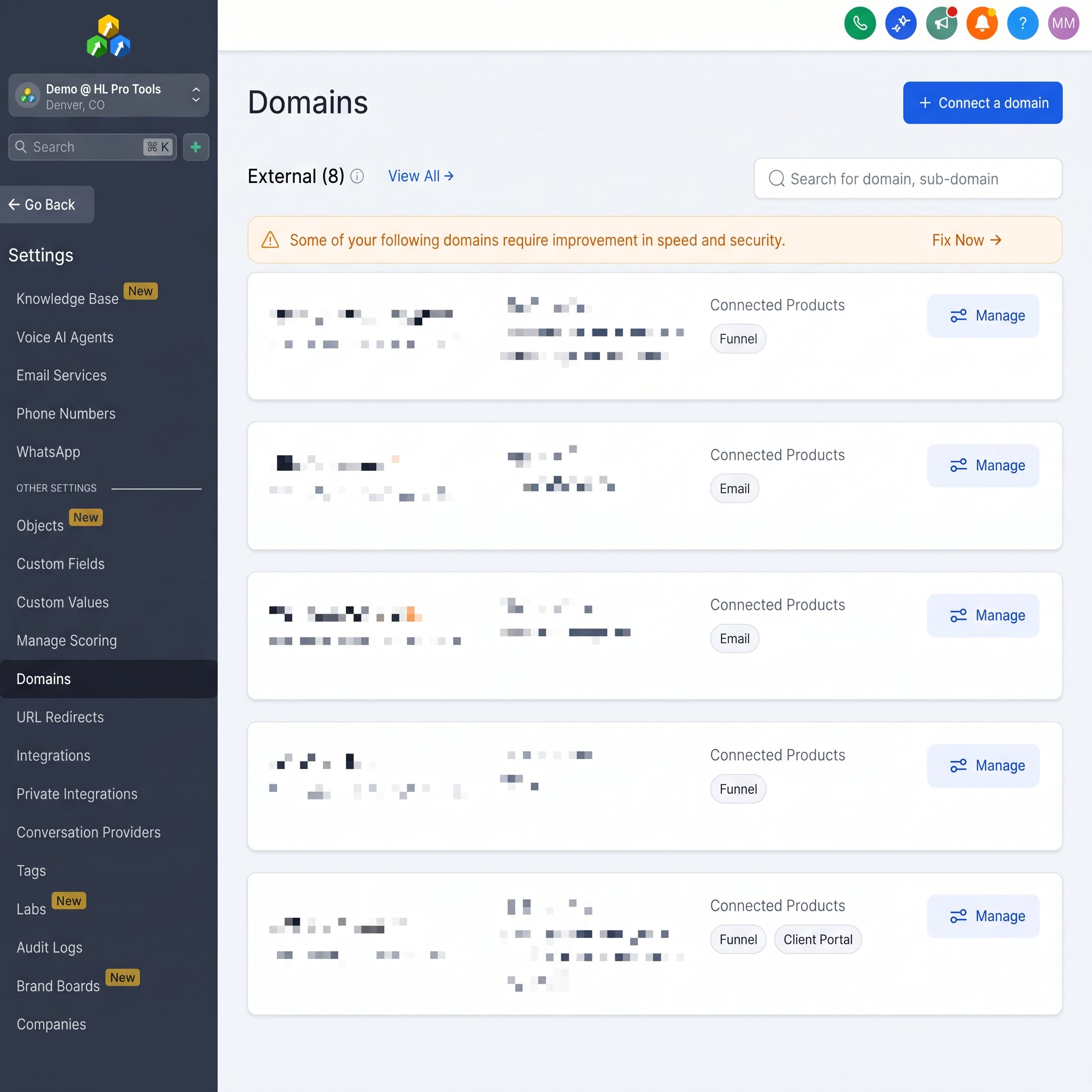 Connecting a domain in HighLevel