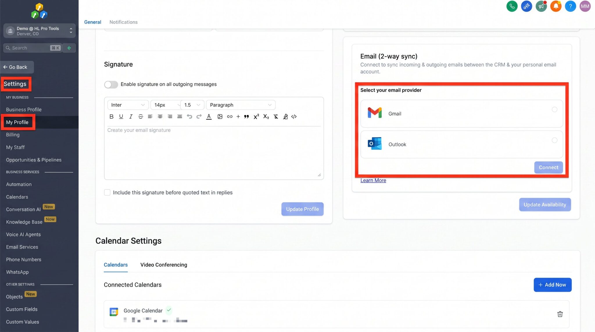 Navigating to the Chat Widget settings in HighLevel.