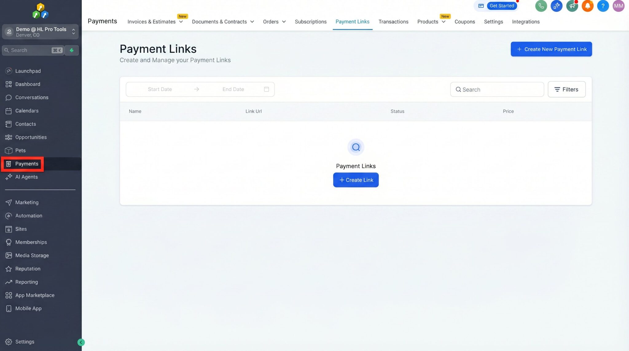 The product creation interface in HighLevel