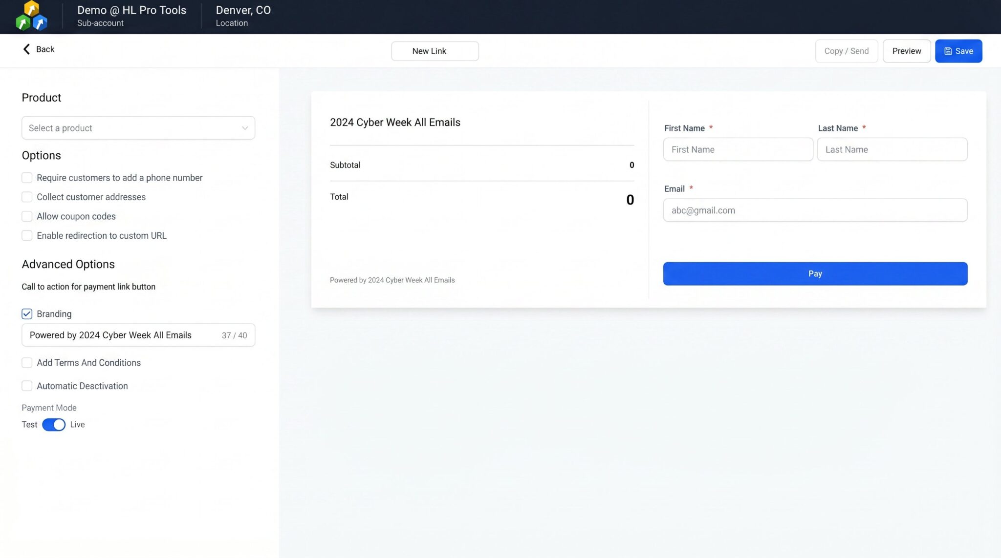 Customizing the branding of a payment link