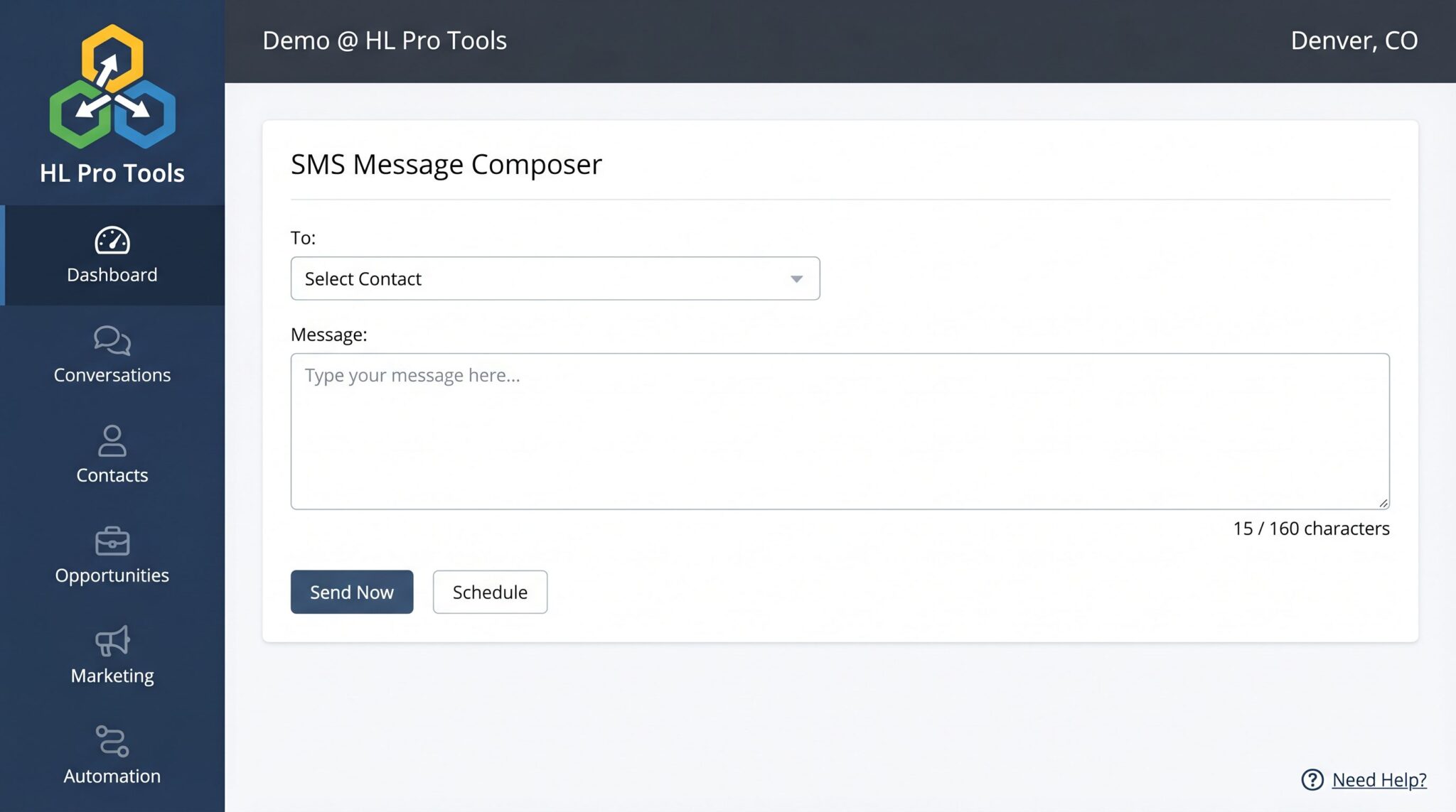 SMS campaign settings in HighLevel