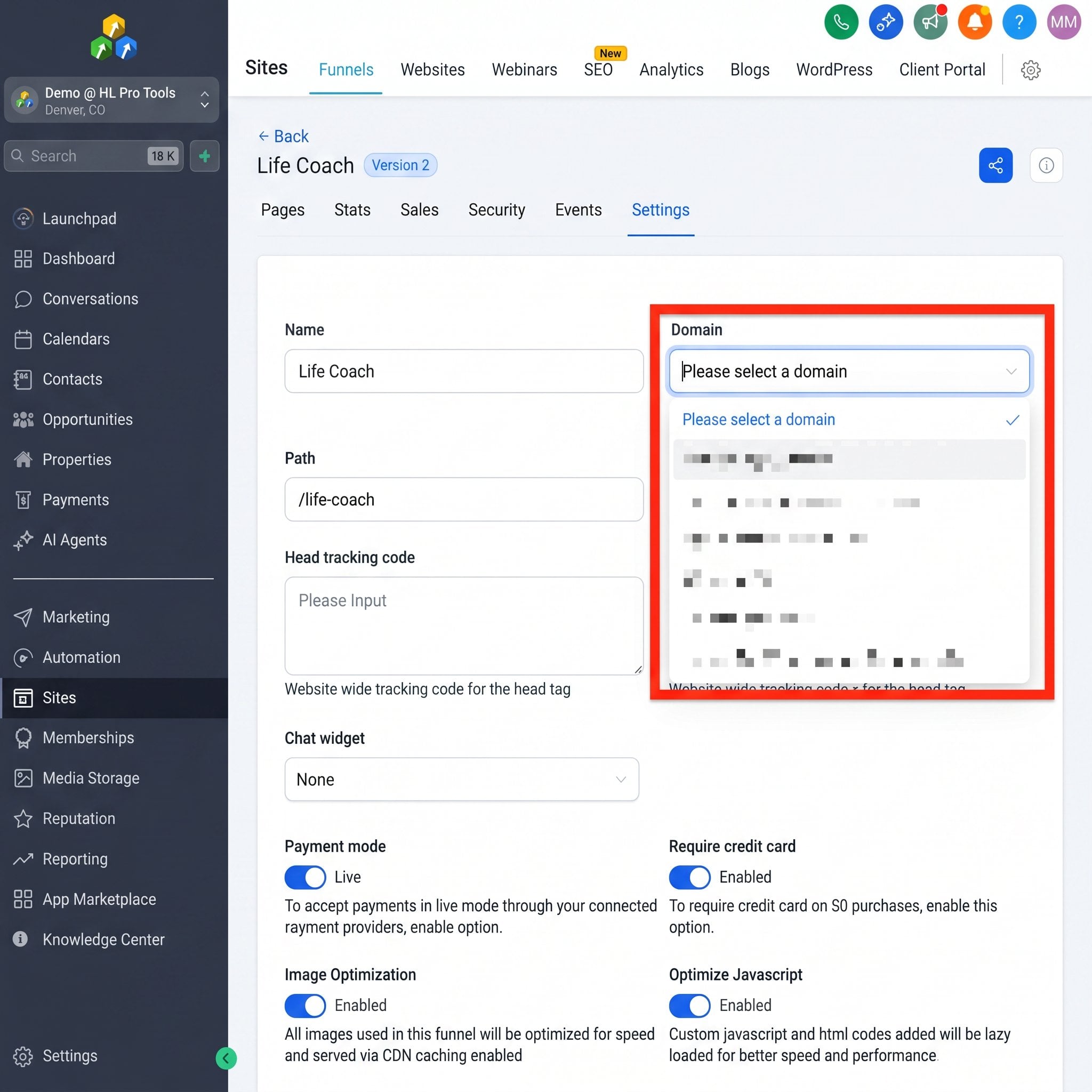Selecting the one-click migration option in the HighLevel WordPress dashboard.