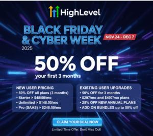GoHighLevel Black Friday & Cyber Monday Deals 2026